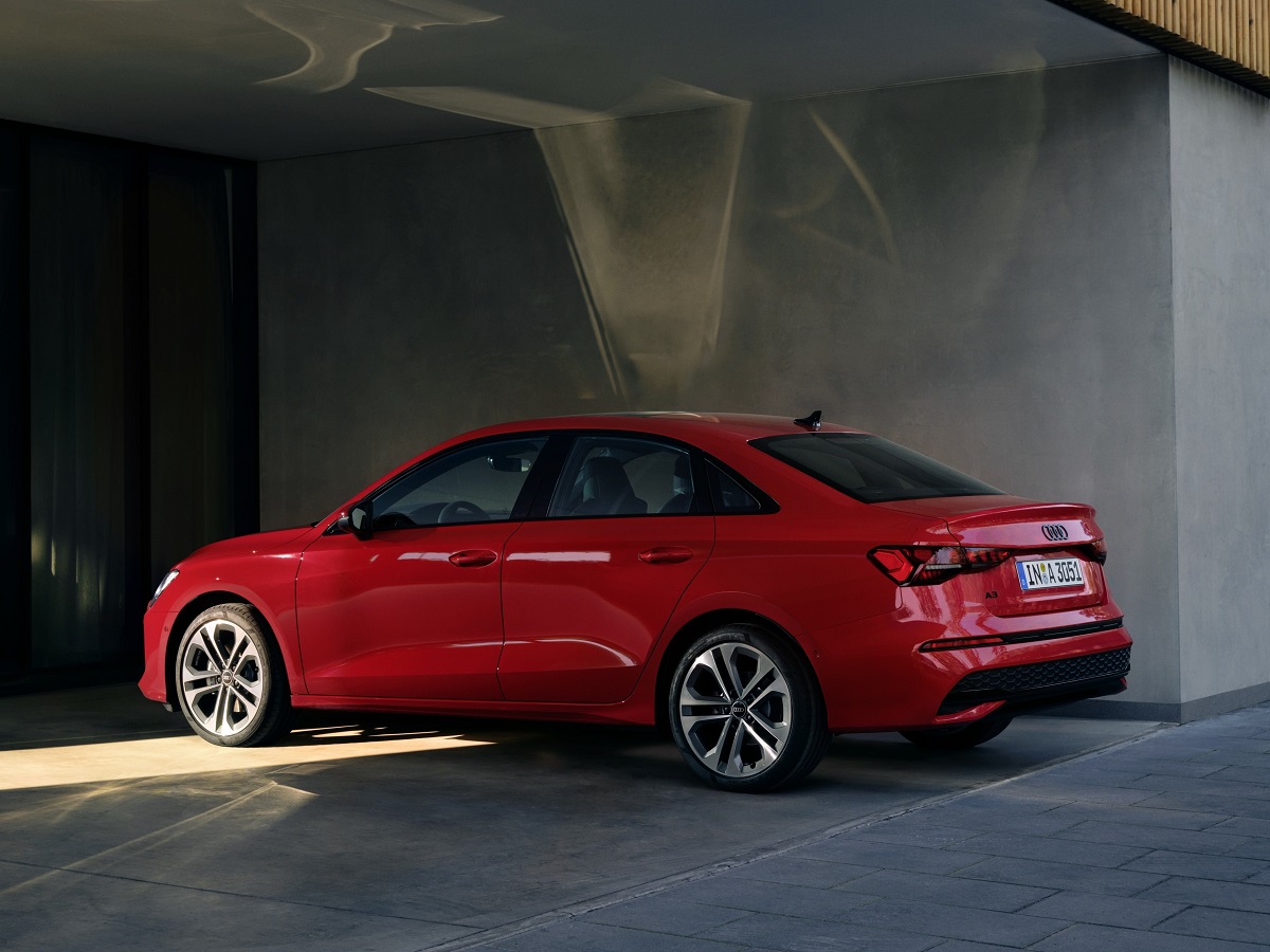 2025 Audi A3 Red Rear Quarter View