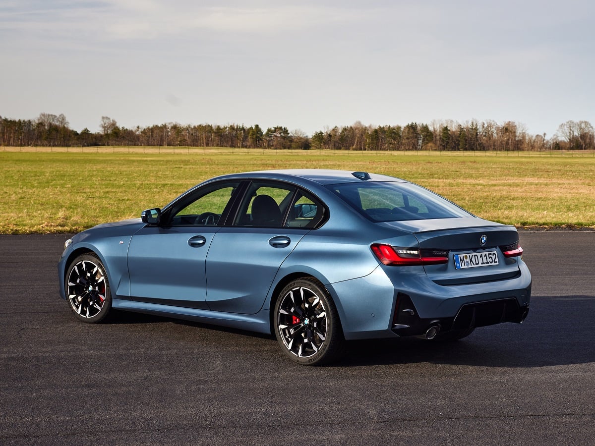 2025 BMW 3 Series Blue Rear Quarter View European Model