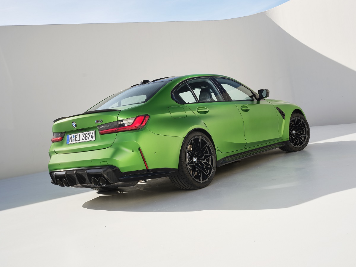 2025 BMW M3 Competition Green Rear Quarter View European model