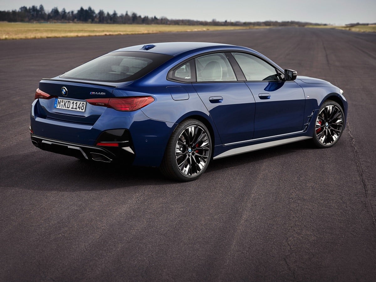 2025 BMW M440i Gran Coupe xDrive Blue Rear Quarter View European Model