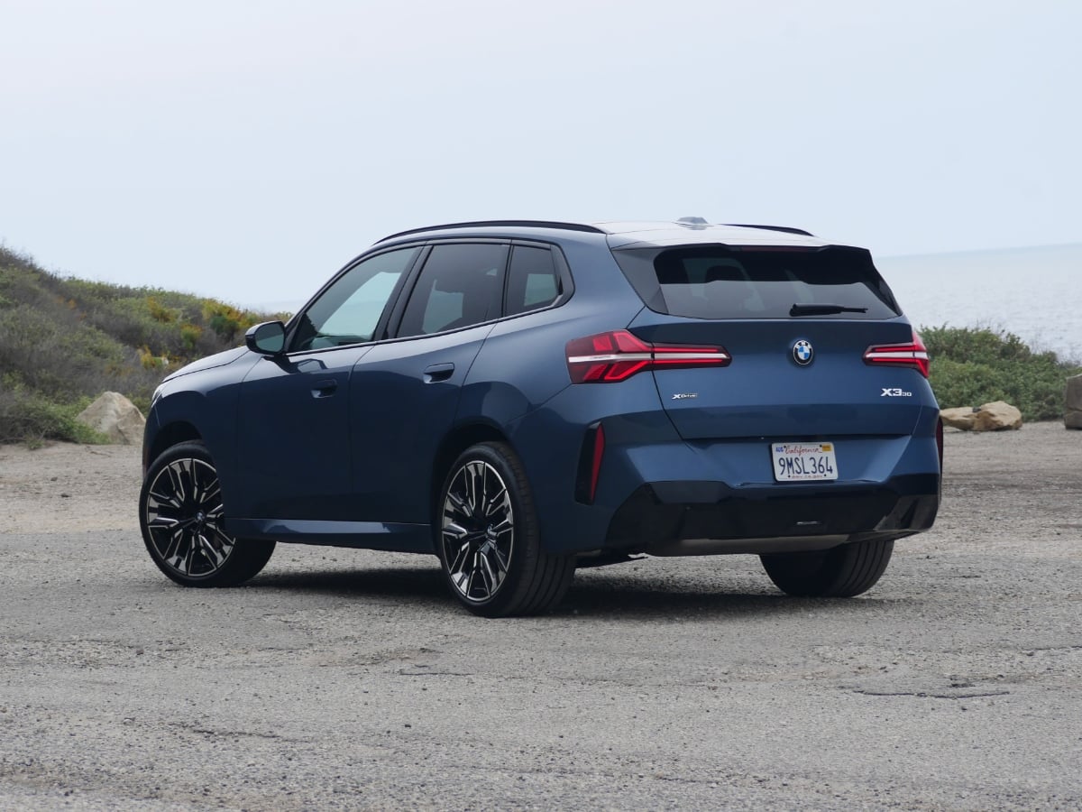 2025 BMW X3 30 xDrive Arctic Race Blue Rear Quarter View