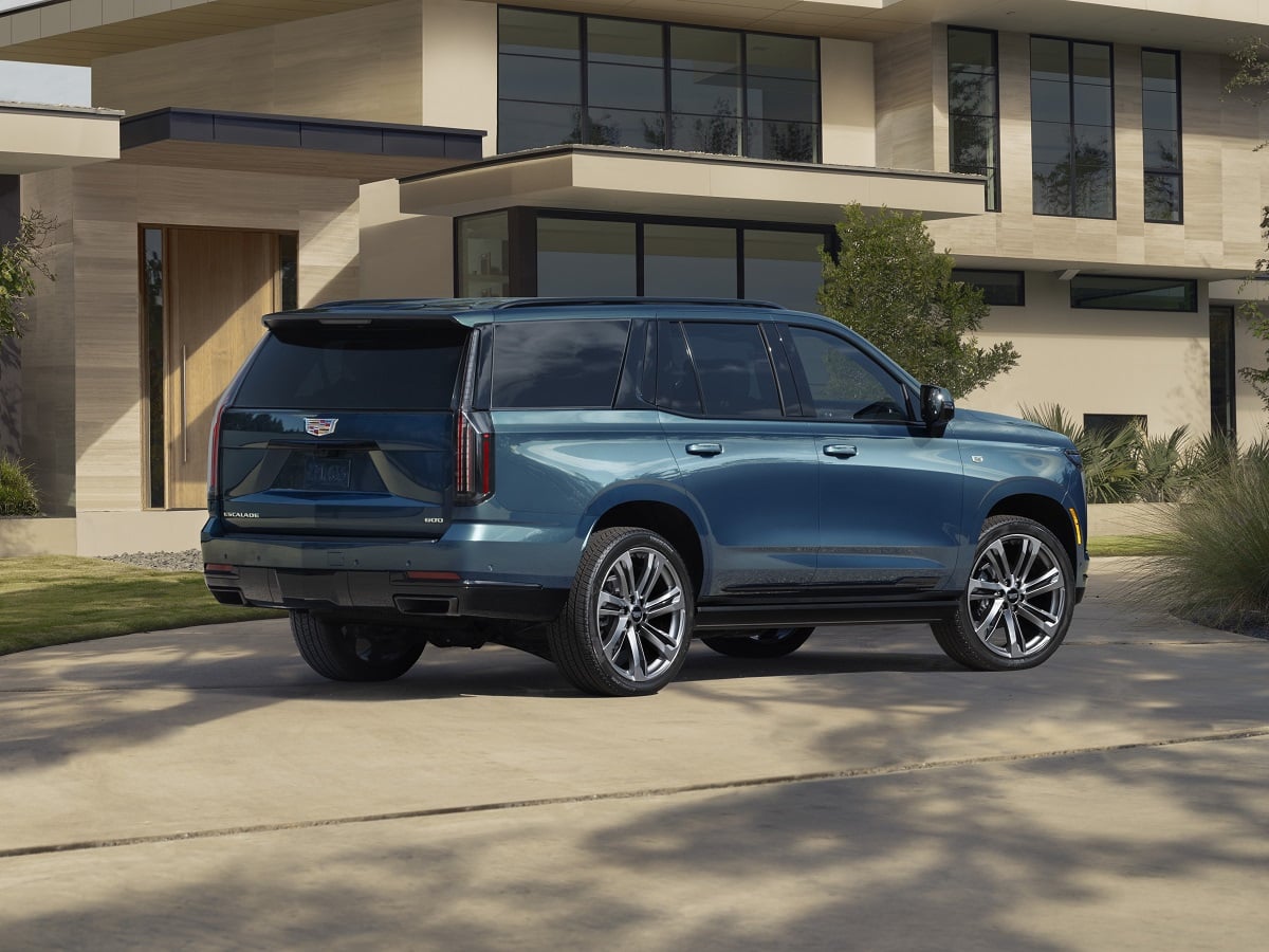 2025 Cadillac Escalade Sport Platinum Deep Sea Metallic Rear Quarter View