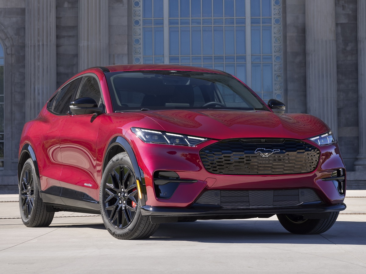 2025 Ford Mustang Mach-E Premium Sport Appearance Package Red Front Quarter View