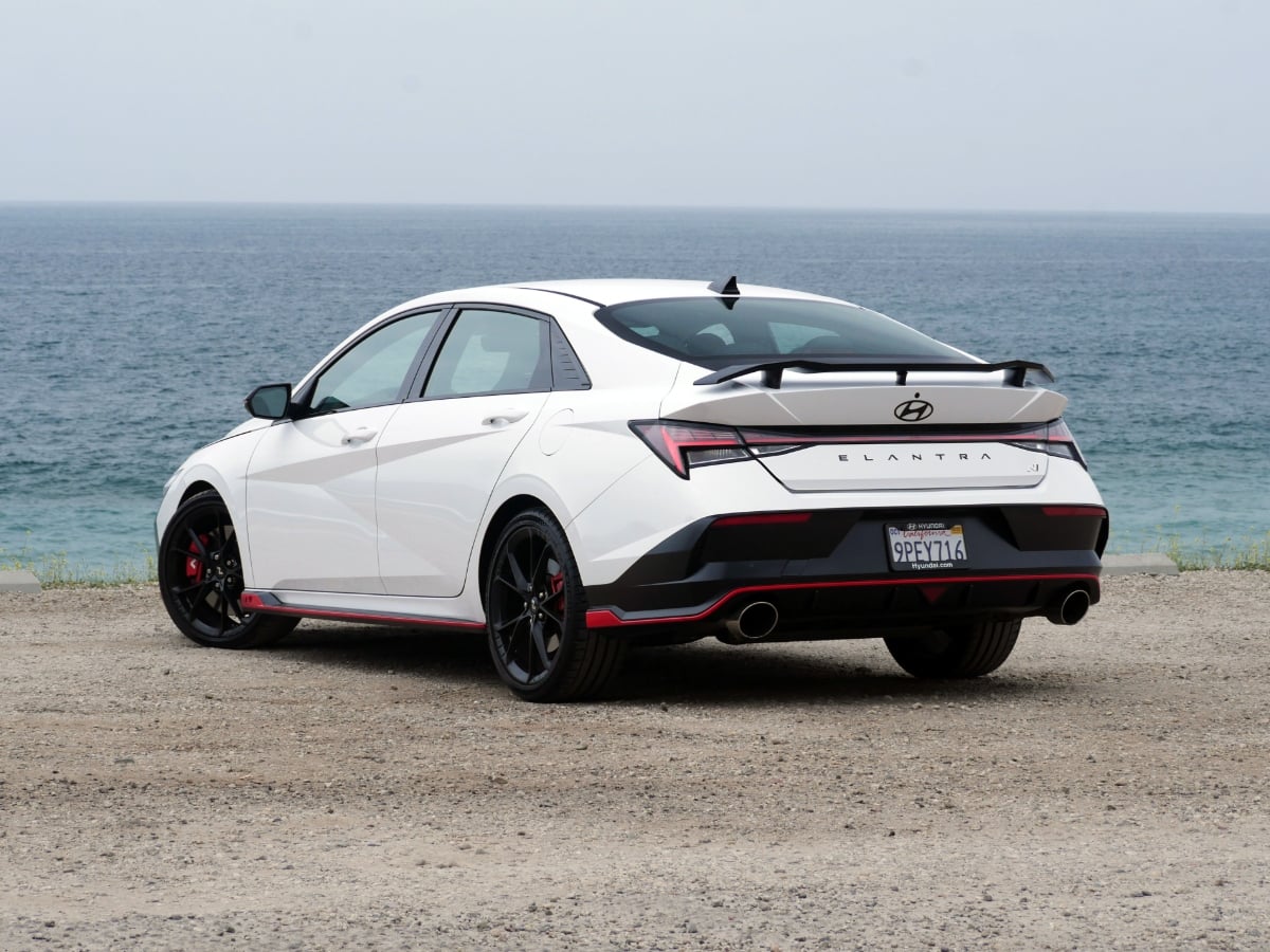 2025 Hyundai Elantra N Atlas White Rear Quarter View