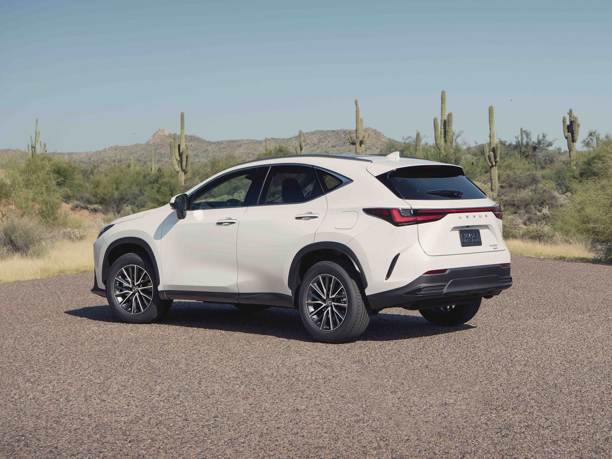 2025 Lexus NX 250 Standard Eminent White Pearl Rear Quarter View