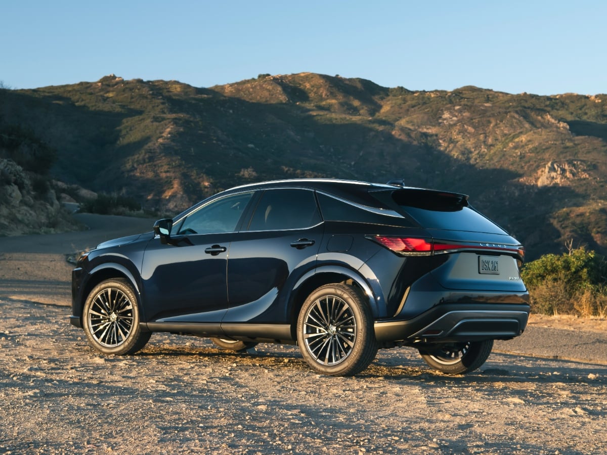 2025 Lexus RX 350 Premium Nightfall Mica Rear Quarter View Off-Road