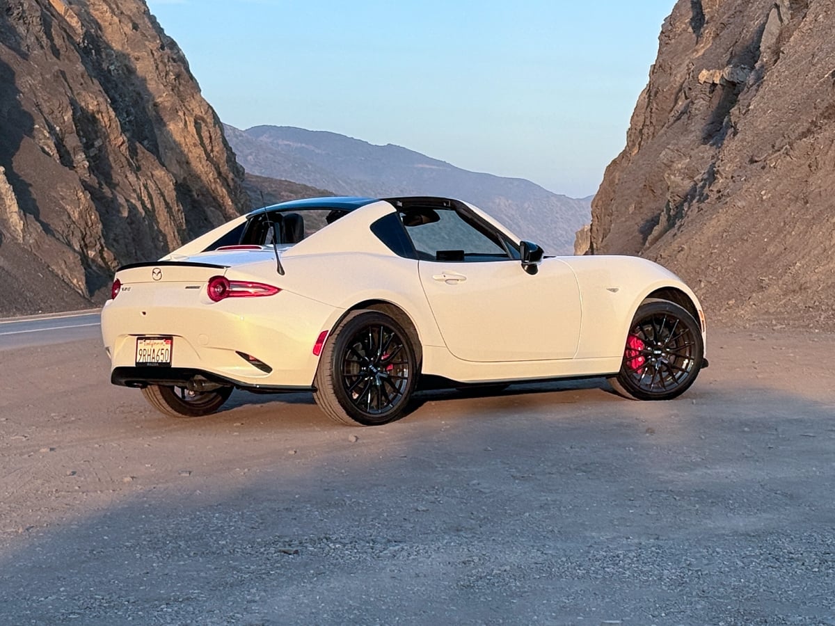 2025 Mazda MX-5 Miata RF Club White Rear Quarter View