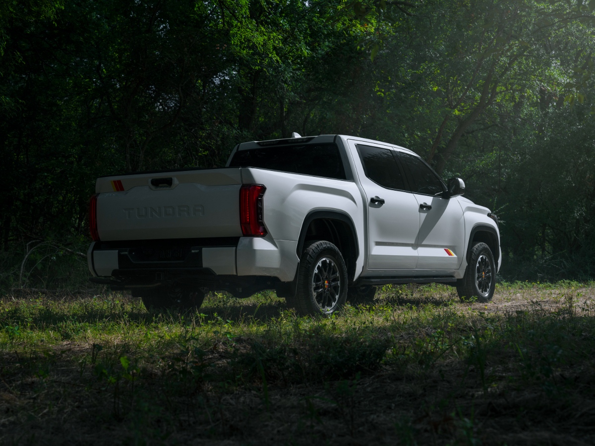 2025 Toyota Tundra TRD Rally White Rear Quarter View
