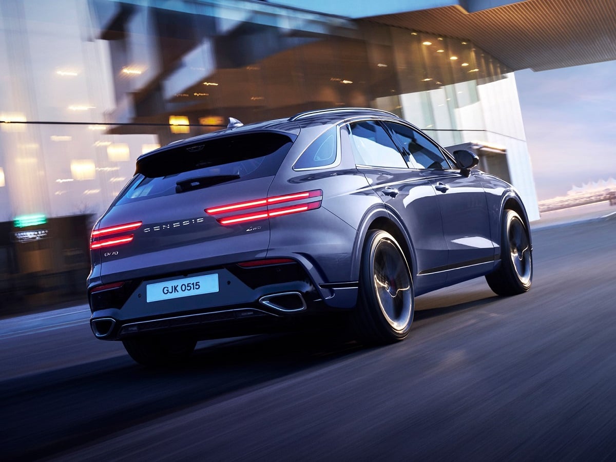 2026 Genesis GV70 Rear Quarter View Action