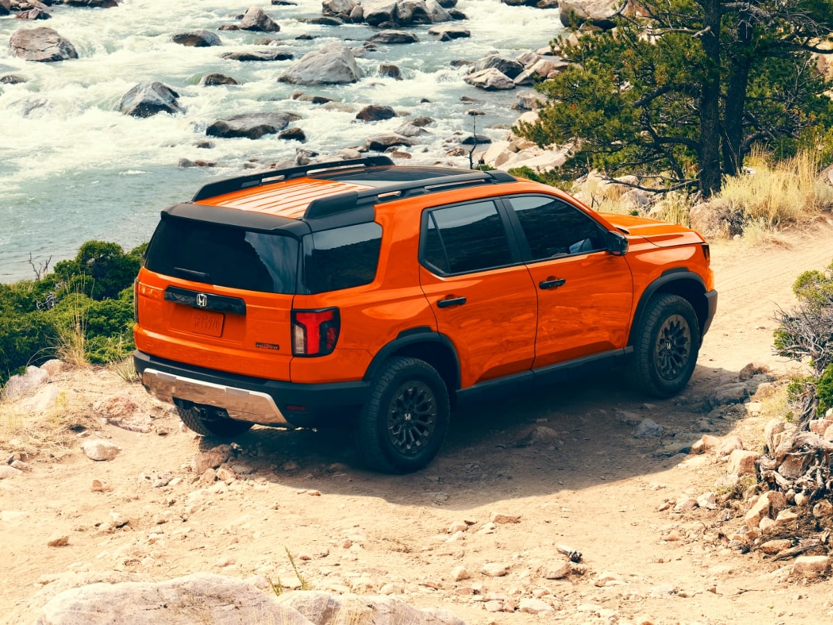 2026 Honda Passport TrailSport Orange Rear Quarter View