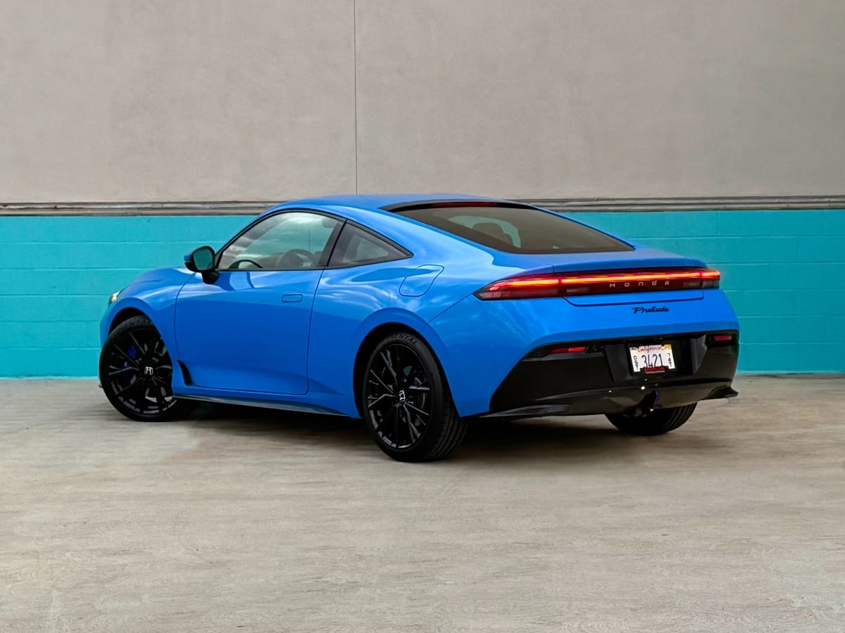 2026 Honda Prelude Boost Blue Rear Quarter View