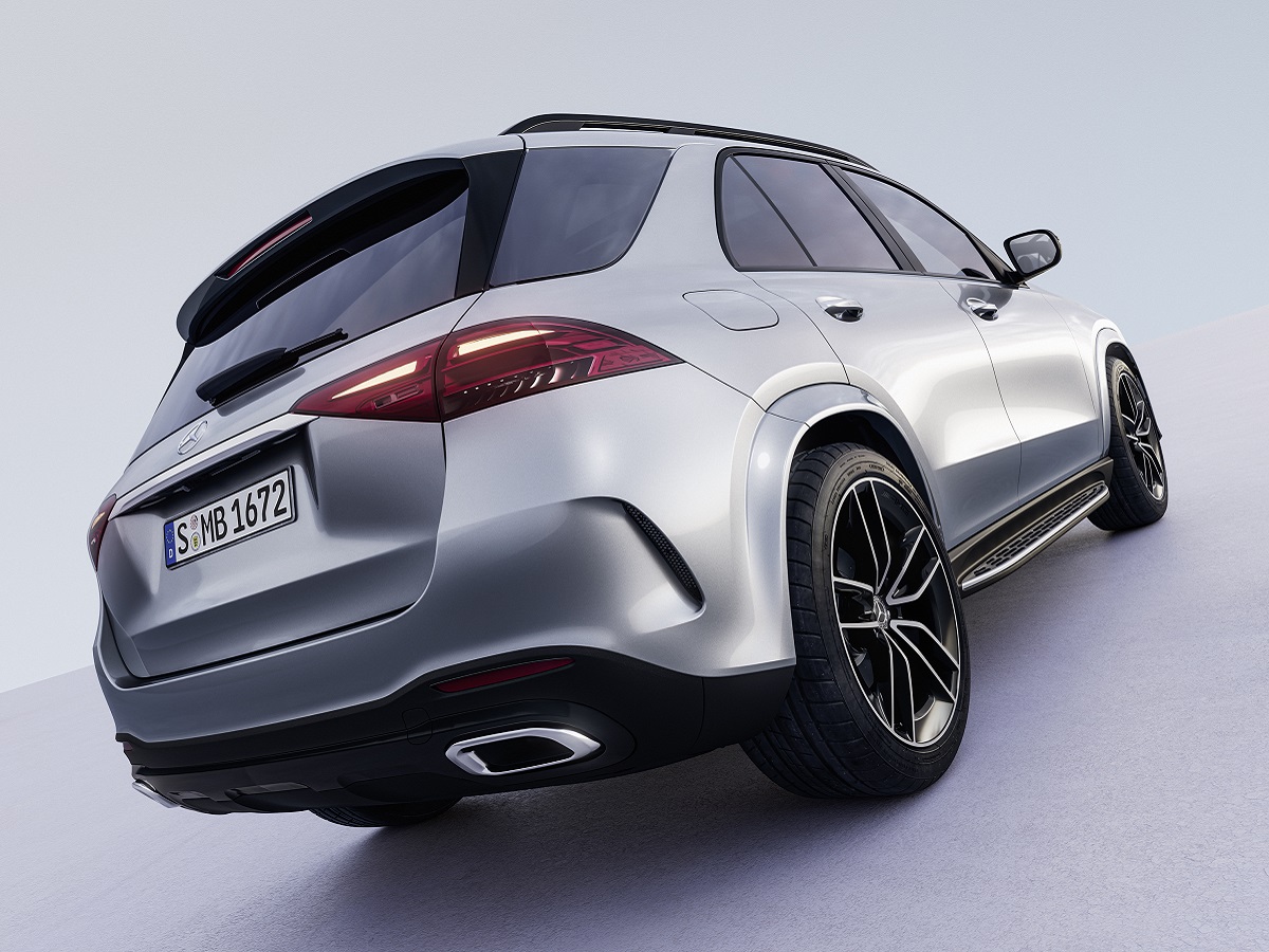 2026 Mercedes-Benz GLE Silver Rear Quarter View European Model