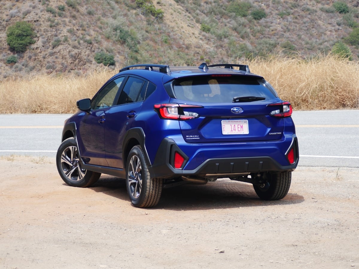 2026 Subaru Crosstrek Premium Sapphire Blue Rear Quarter View