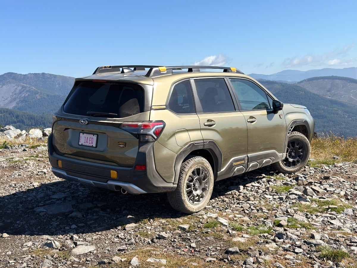 2026 Subaru Forester Wilderness Green Rear Quarter View