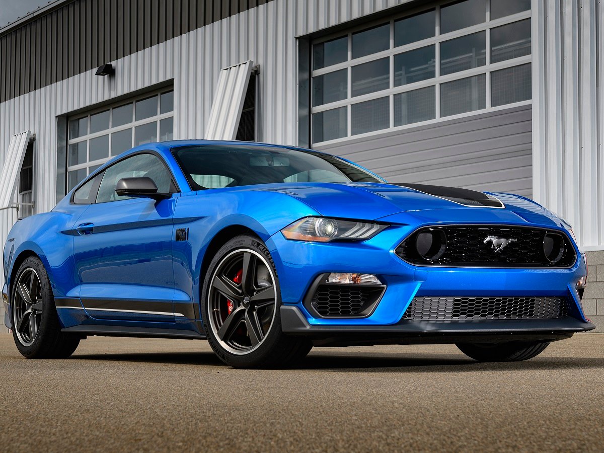 2022 Ford Mustang Mach 1 Blue Front Quarter View
