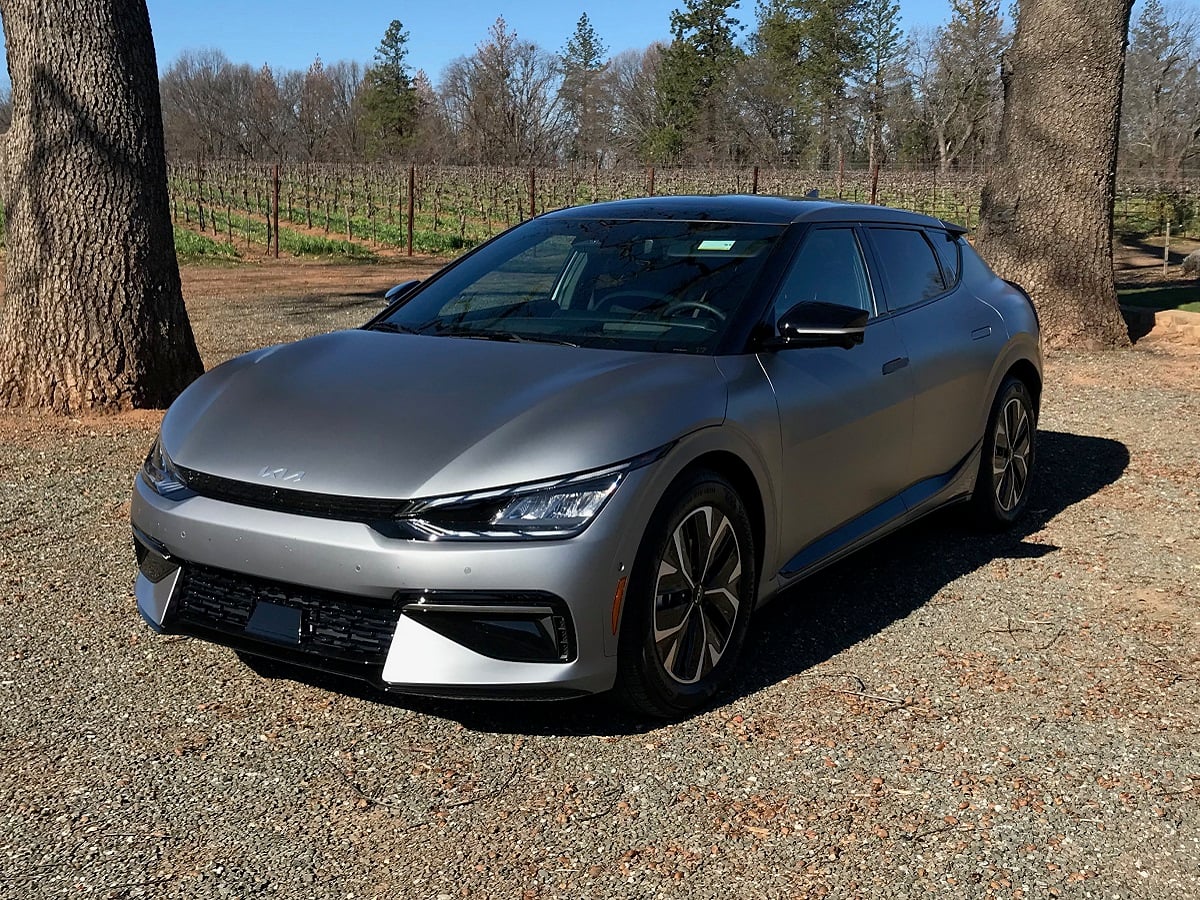2022 Kia EV6 GT-Line AWD Matte Gray Front Quarter View JN