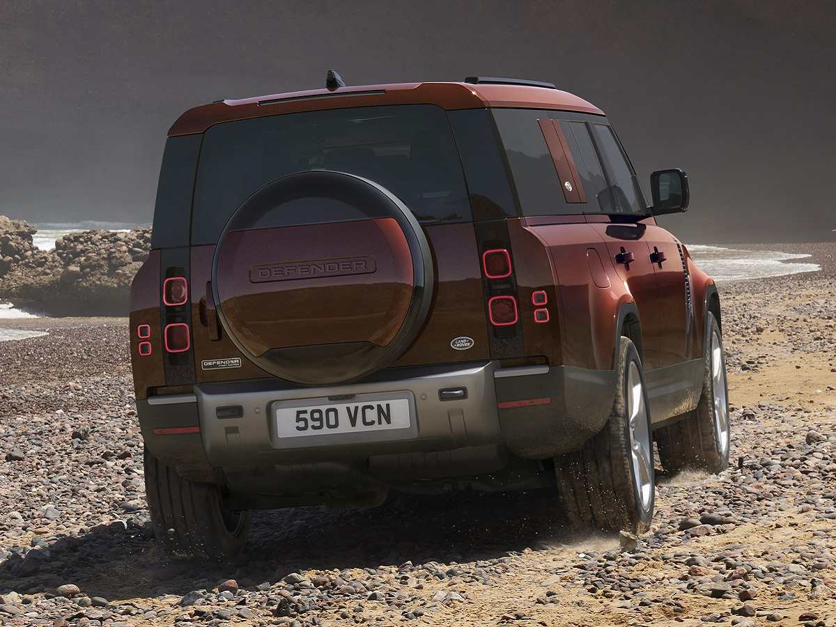2023 Land Rover Defender 130 Red Rear Quarter View