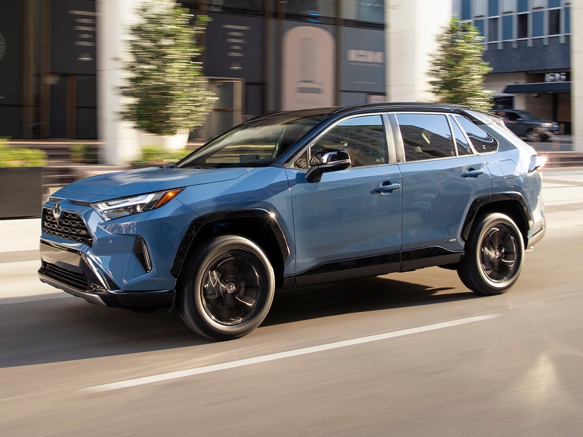 2023 Toyota RAV4 XSE Blue Front Quarter View Action