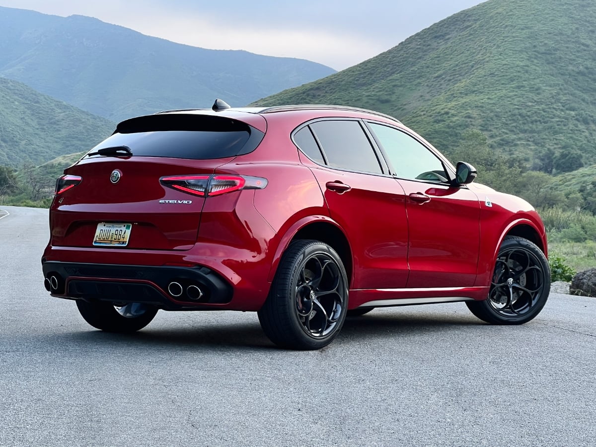 2024 Alfa Romeo Stelvio Quadrifoglio Red Rear Quarter View