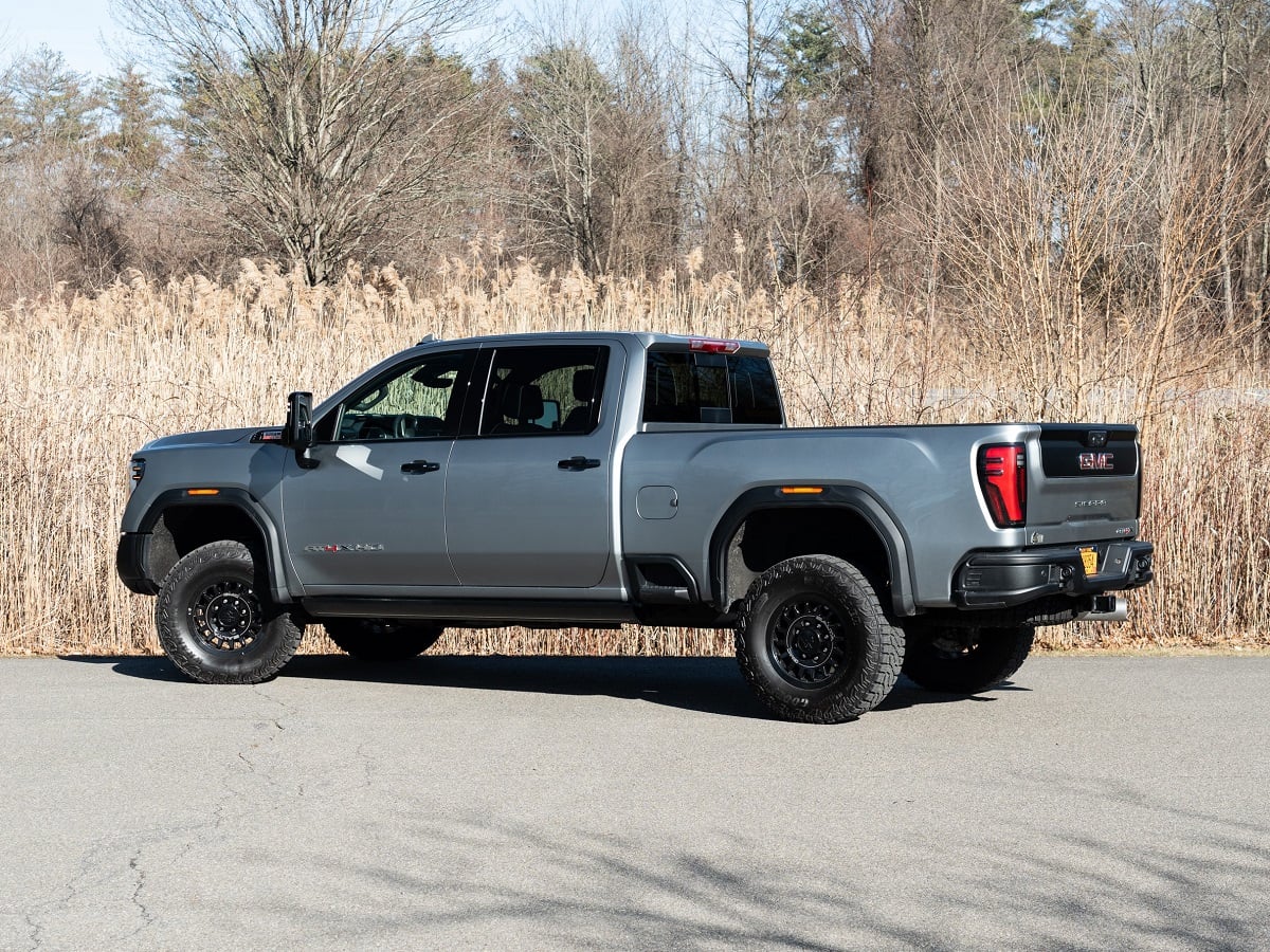 2024 GMC Sierra 2500 AT4X AEV Edition Sterling Metallic Rear Quarter View