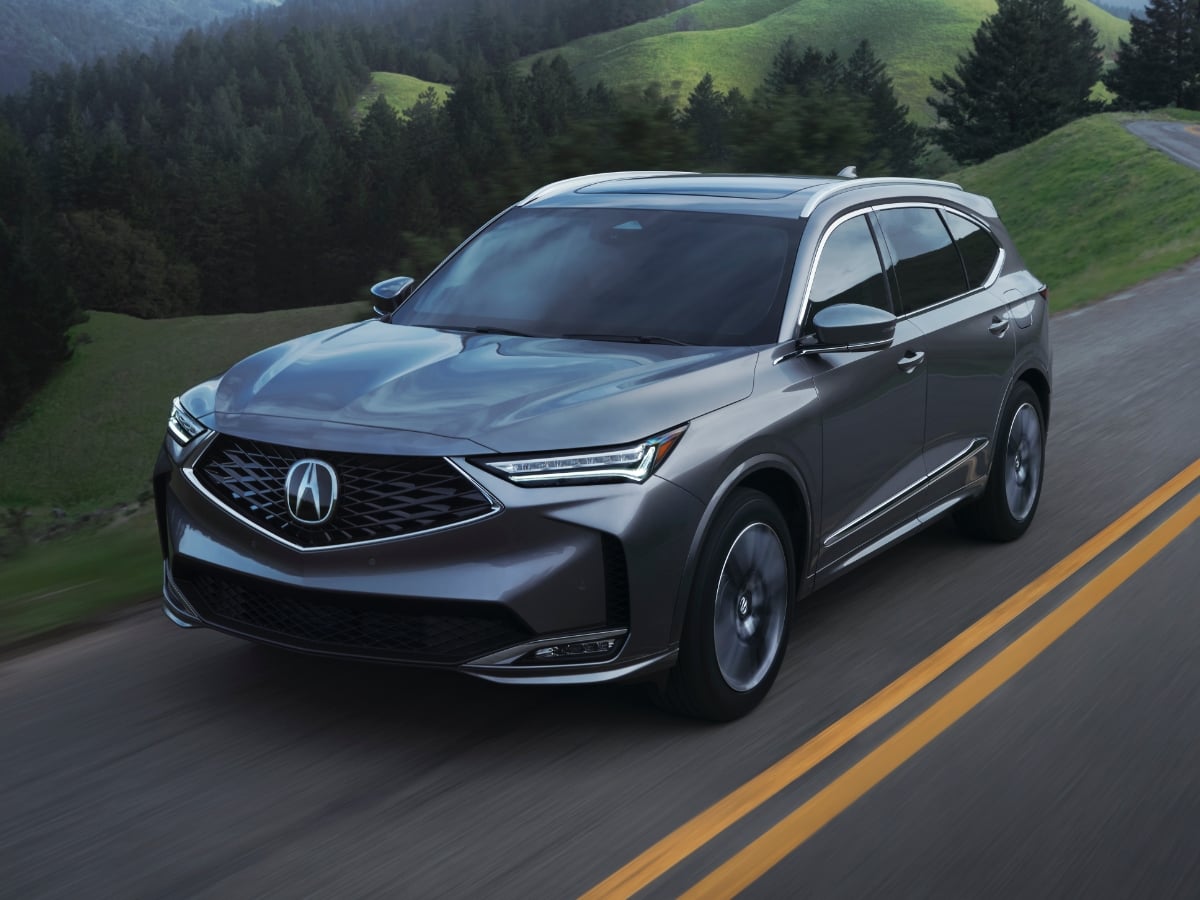 2025 Acura MDX Advance Gray Front Quarter Action