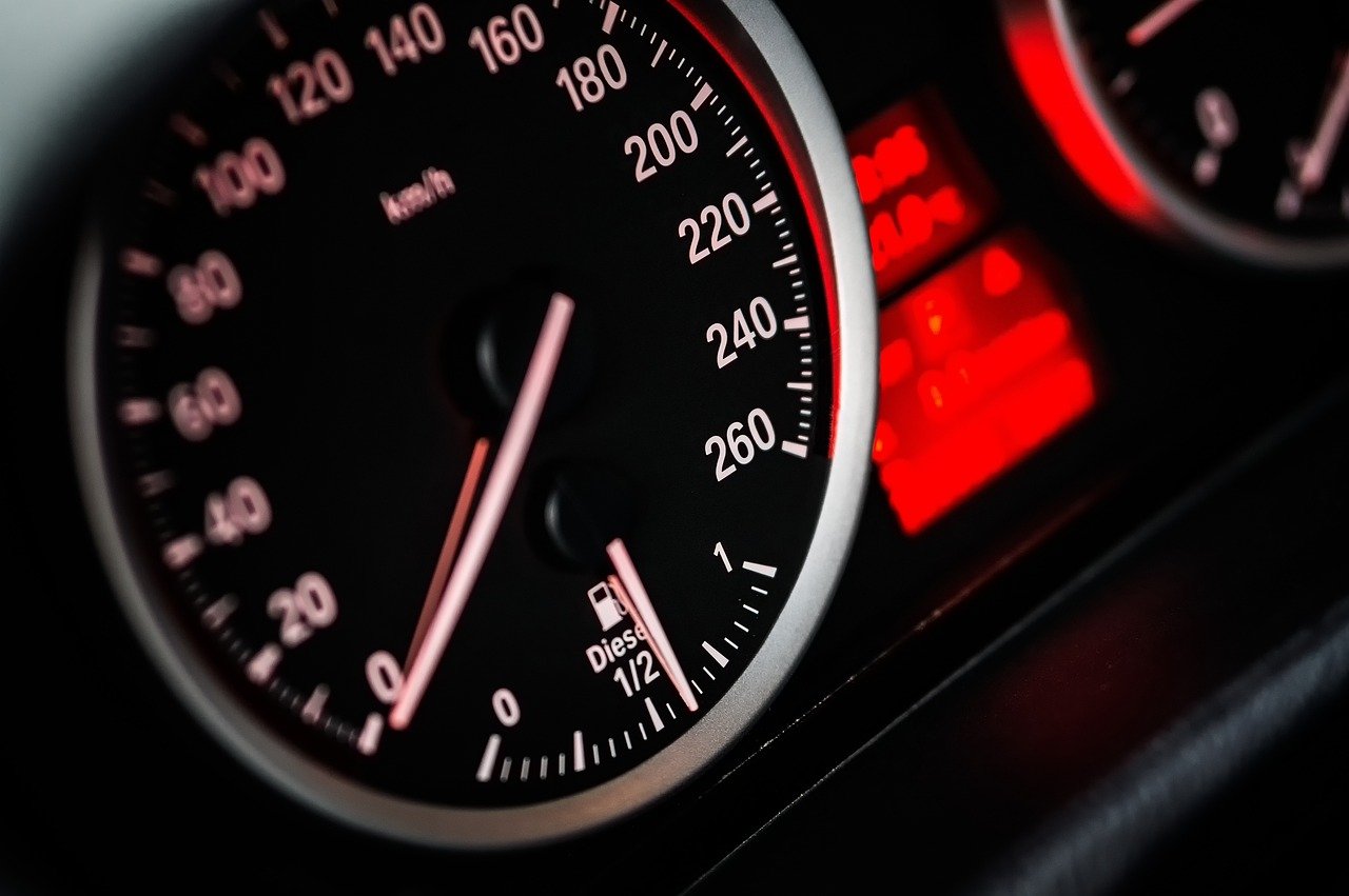 Car Speedometer. Auto Dashboard with Gauge of Speed, Tachometer