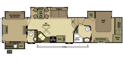 2015 Open Range RV Roamer Series M-395BHS Specs and Standard